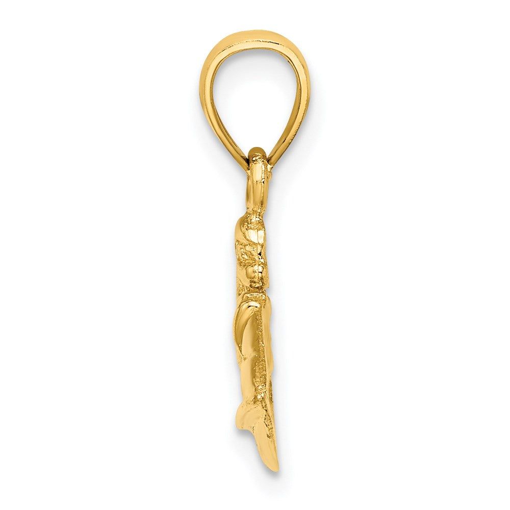 14k Yellow Gold 24.9 mm Textured 2-D Jet Ski Charm (1.79 grams)