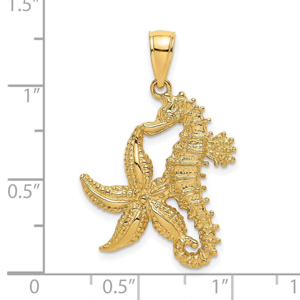 14k Yellow Gold 19.25 mm Starfish and Seahorse Charm (2.73 grams)