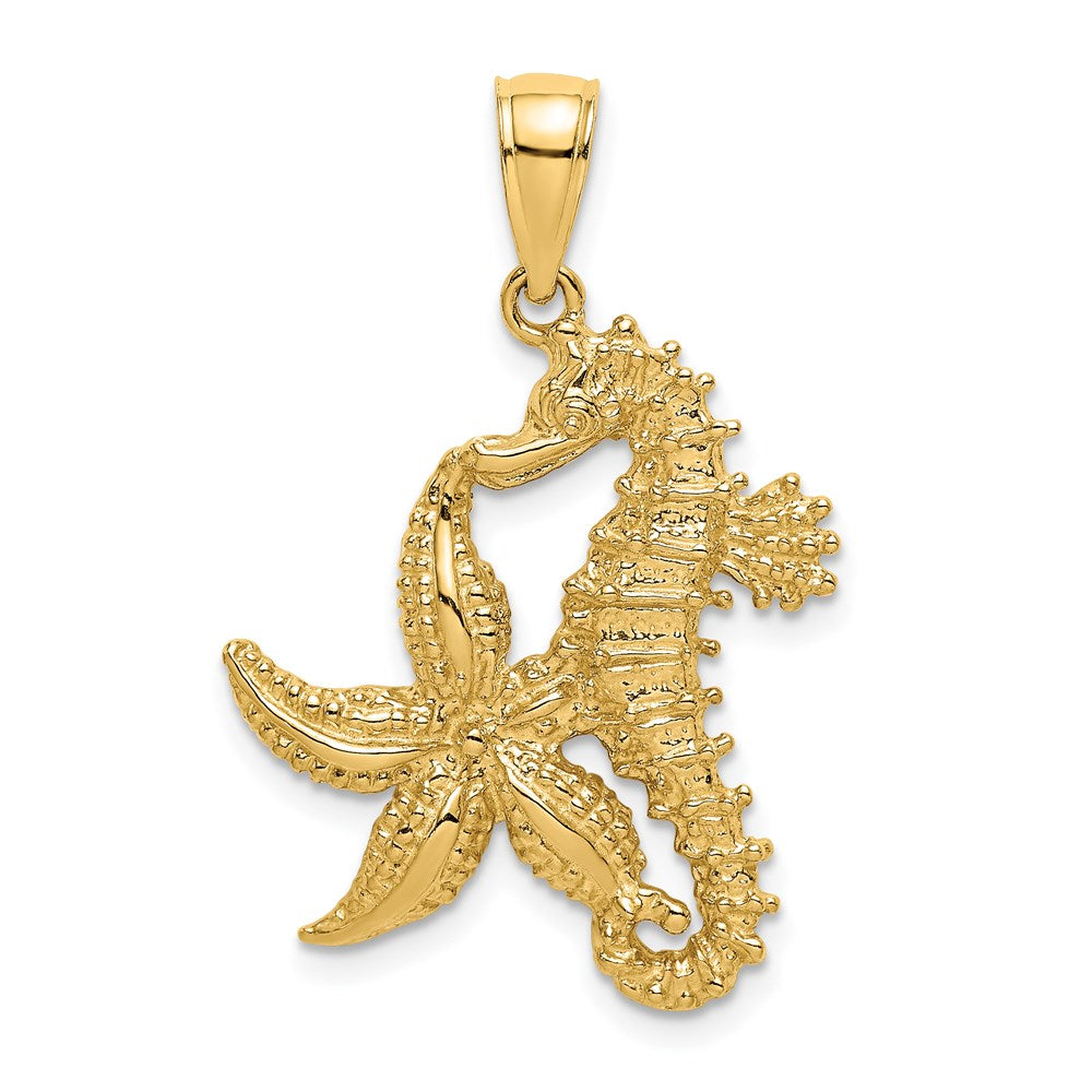 14k Yellow Gold 19.25 mm Starfish and Seahorse Charm (2.73 grams)