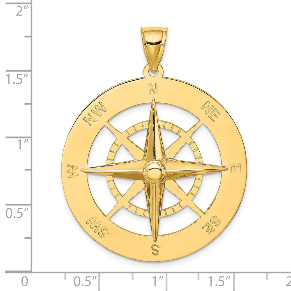 14k Yellow Gold 33.3 mm Nautical Compass Charm (9.86 grams)