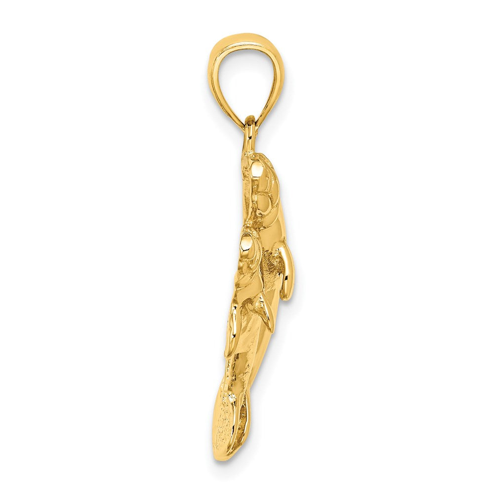 14k Yellow Gold 15 mm 2-D /Polished Two Manatees Charm (3.56 grams)
