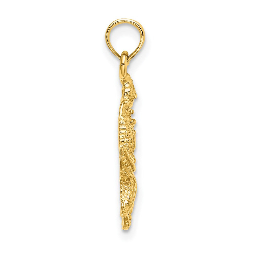 14k Yellow Gold 14.7 mm Starfish and Seahorse Charm (1.36 grams)