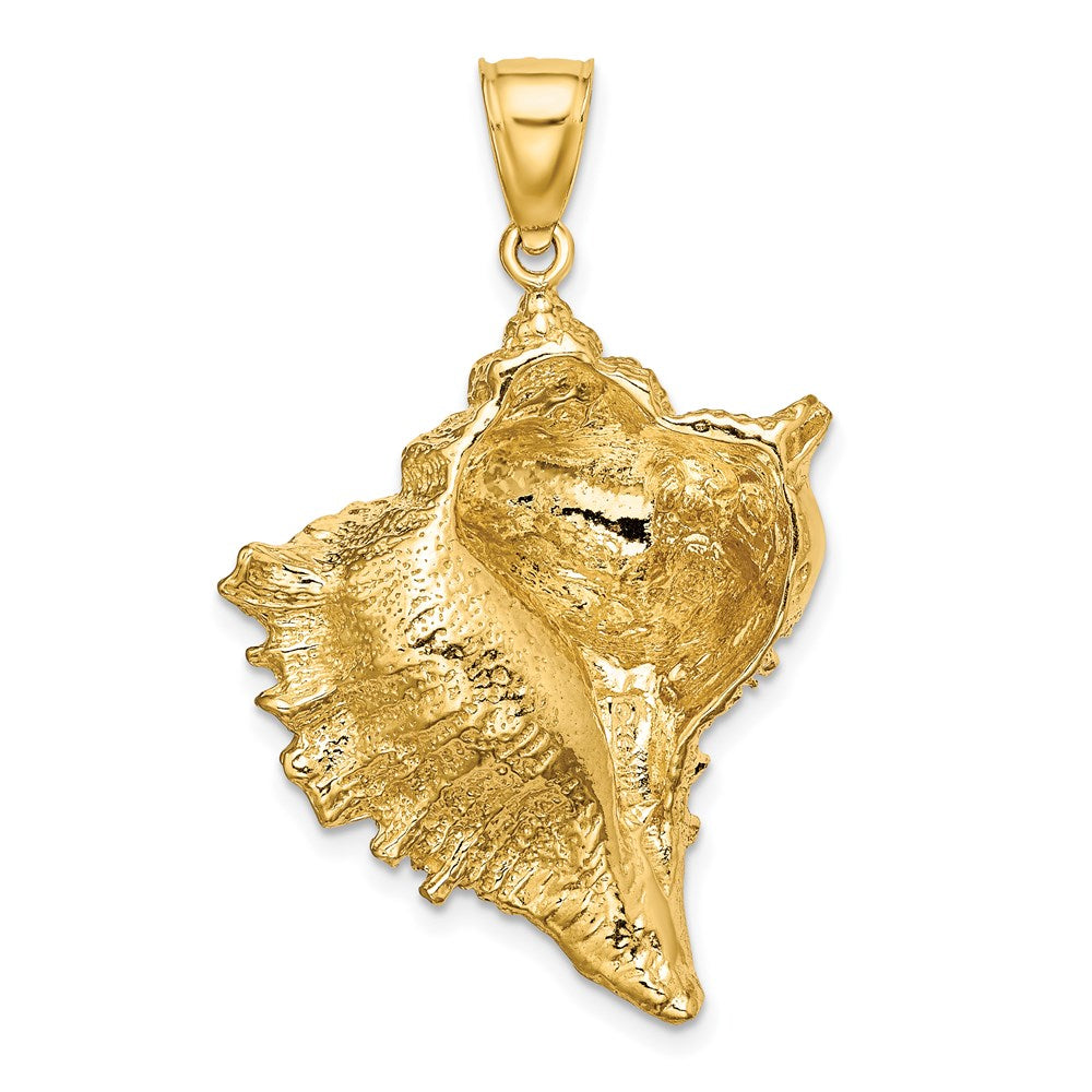 14k Yellow Gold 26.4 mm Texture 2-D Conch Shell Charm (10.94 grams)