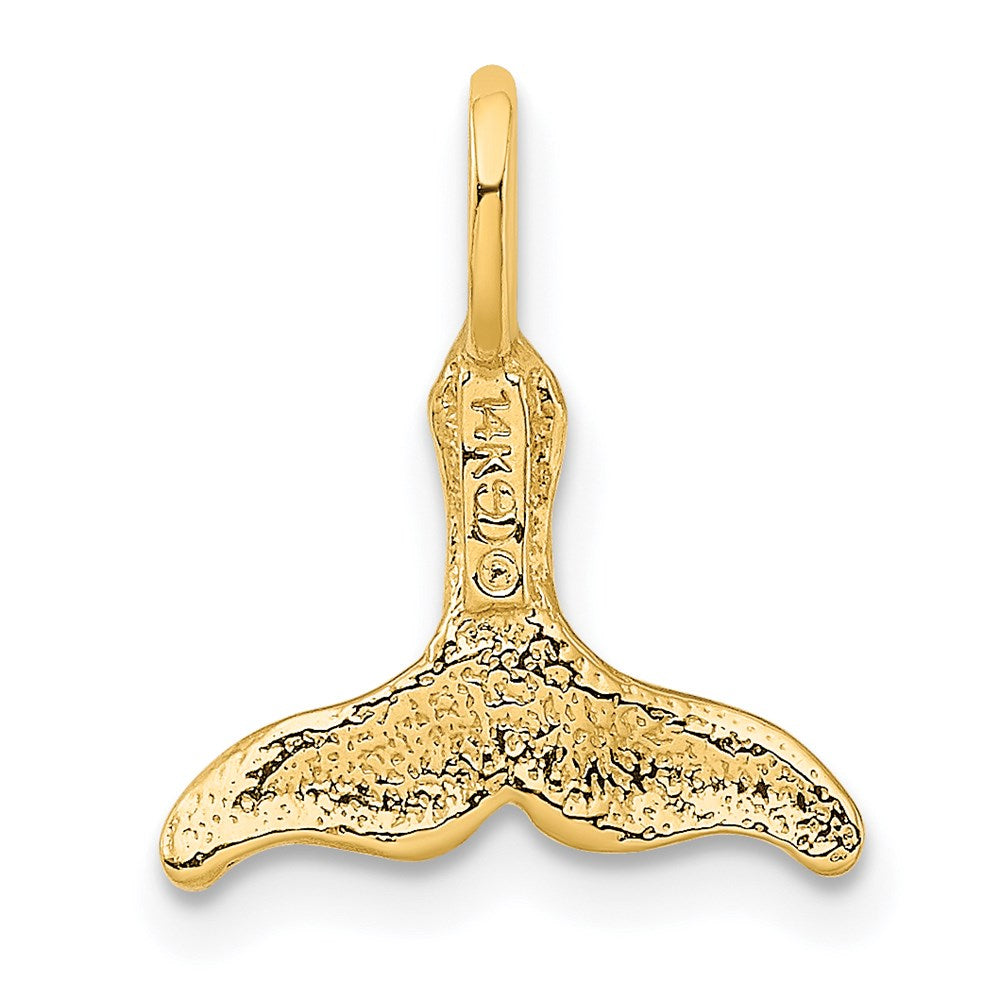 14k Yellow Gold 13.05 mm Polished Textured Mini Whale Tail Charm (0.55 grams)