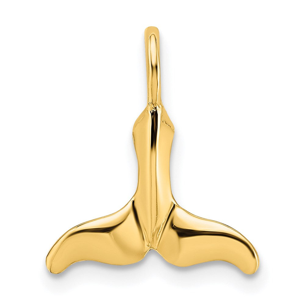 14k Yellow Gold 13.05 mm Polished Textured Mini Whale Tail Charm (0.55 grams)