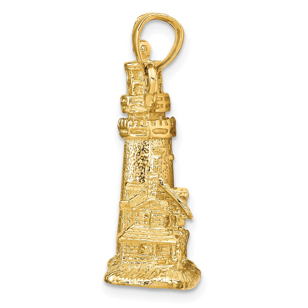 14k Yellow Gold 23 mm 3D Cape Cod Lighthouse Pendant (11.22 grams)