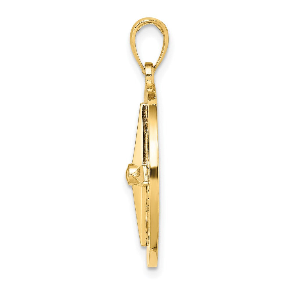 14k Yellow Gold 21.78 mm Nautical Compass Charm (4.04 grams)