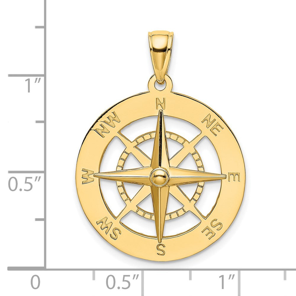 14k Yellow Gold 21.78 mm Nautical Compass Charm (4.04 grams)