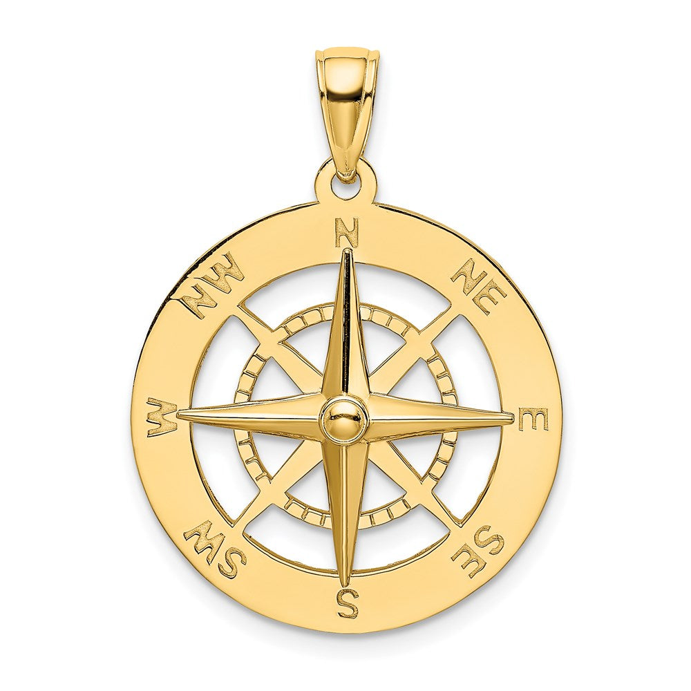 14k Yellow Gold 21.78 mm Nautical Compass Charm (4.04 grams)