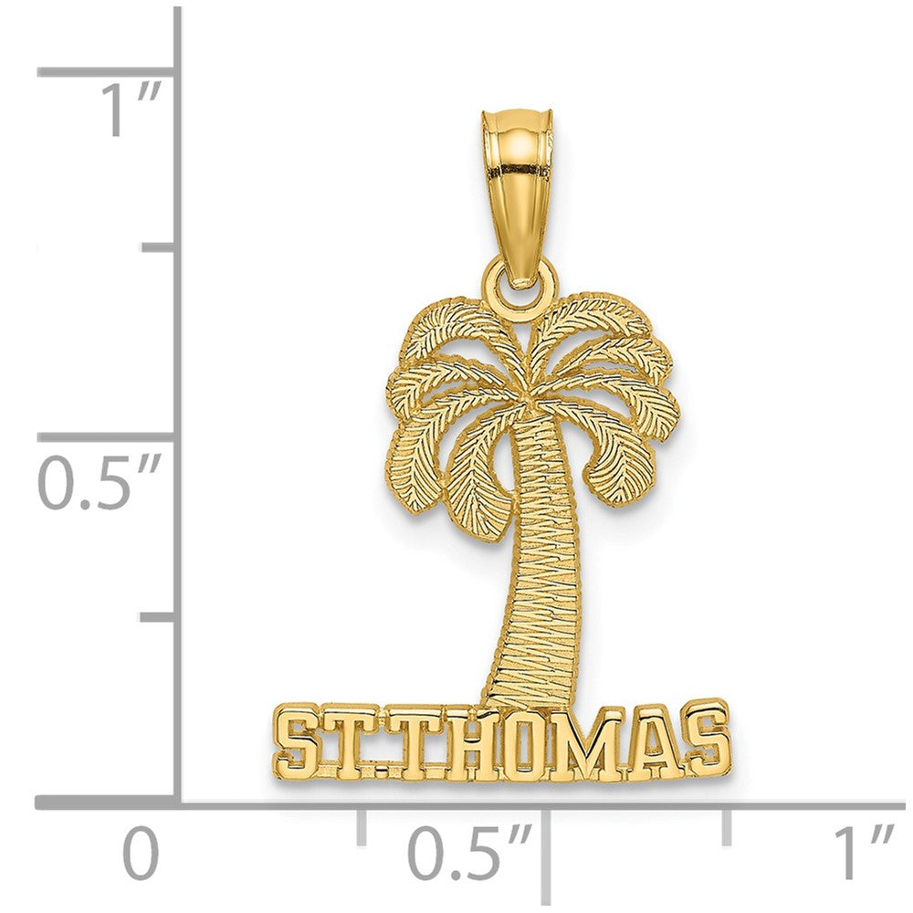 14k Yellow Gold 15 mm ST. THOMAS Under Palm Tree Charm (0.82 grams)