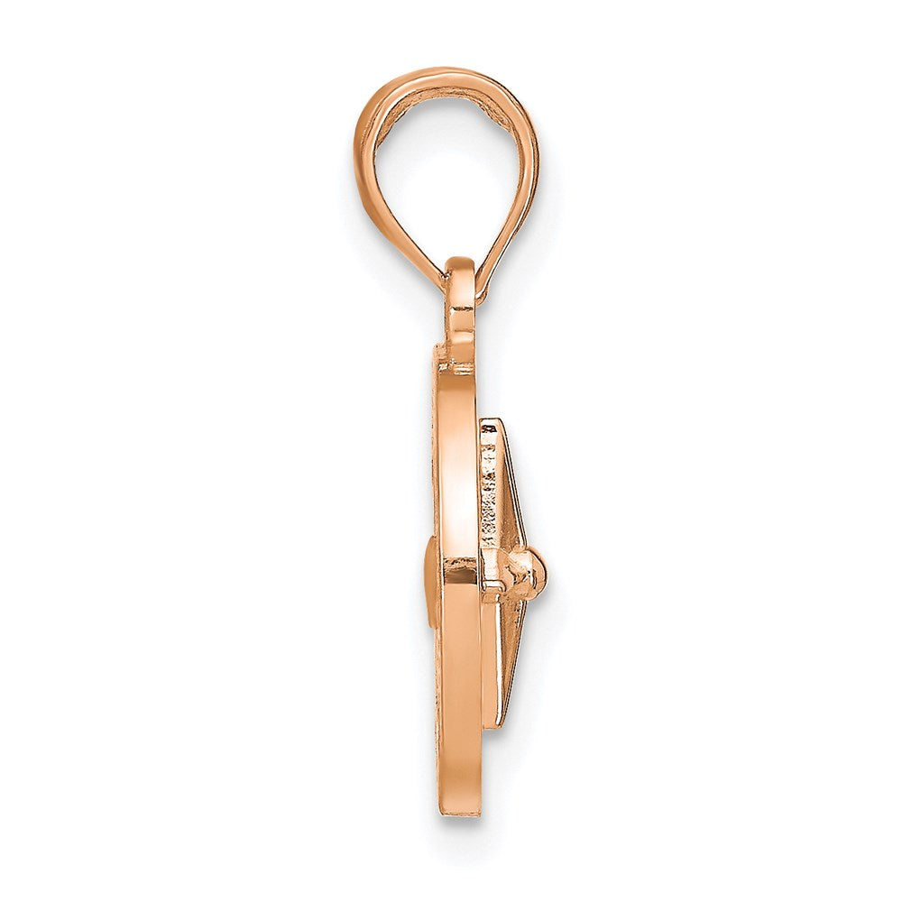 14K White/Rose Gold Rose and White Gold Medium Nautical Compass Pendant (3.65 grams)
