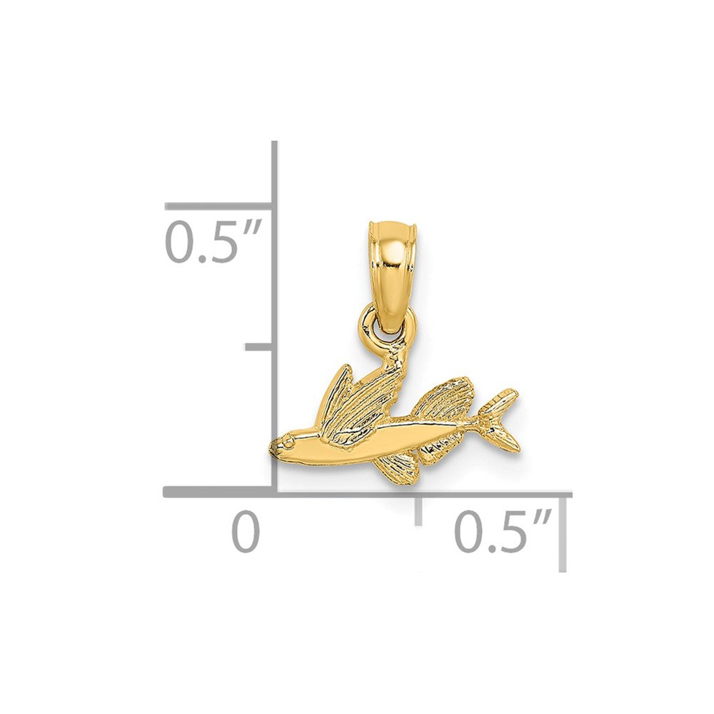 14k Yellow Gold 11.5 mm Mini Flying Fish Charm (0.33 grams)