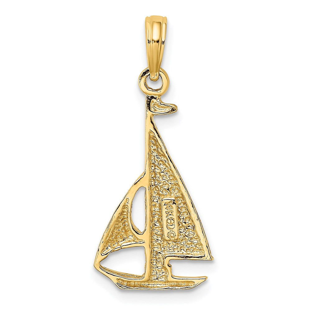 14k Yellow Gold 12.3 mm 2-D Polished Sailboat Charm (1.61 grams)