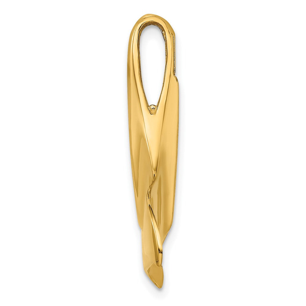 14k Yellow Gold 30.8 mm 3-D Polished W/ Hidden Bail Whale Tail Charm (5.54 grams)