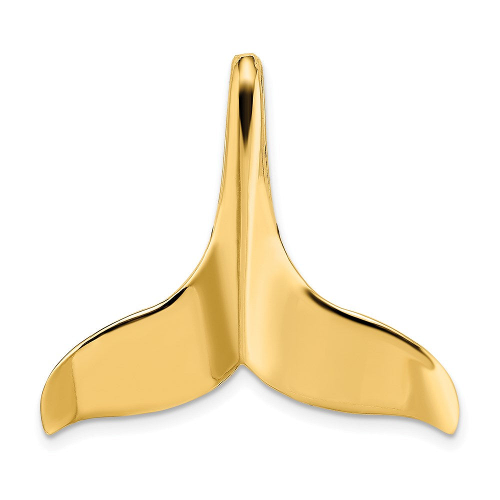 14k Yellow Gold 30.8 mm 3-D Polished W/ Hidden Bail Whale Tail Charm (5.54 grams)