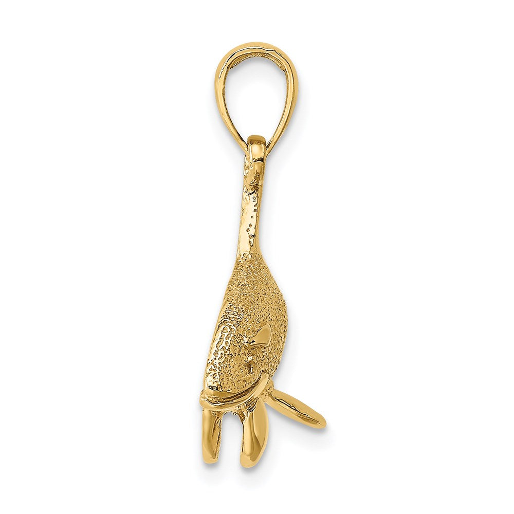 14k Yellow Gold 30.15 mm 2-D Textured Killer Whale Charm (3.22 grams)