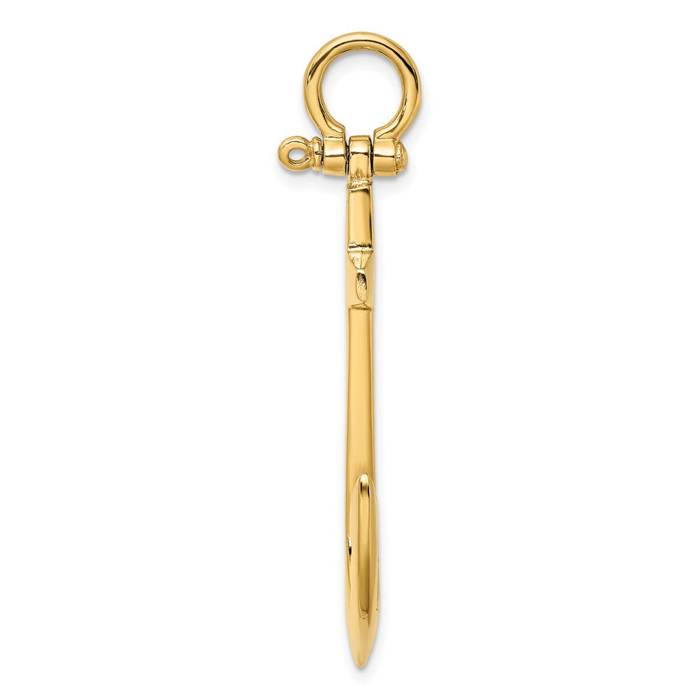 14k Yellow Gold 27.65 mm 3-D Polished Large Anchor Charm (6.7 grams)