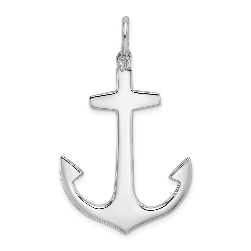 14k White Gold 27.45 mm 3-D Polished Large Anchor Charm (6.9 grams)