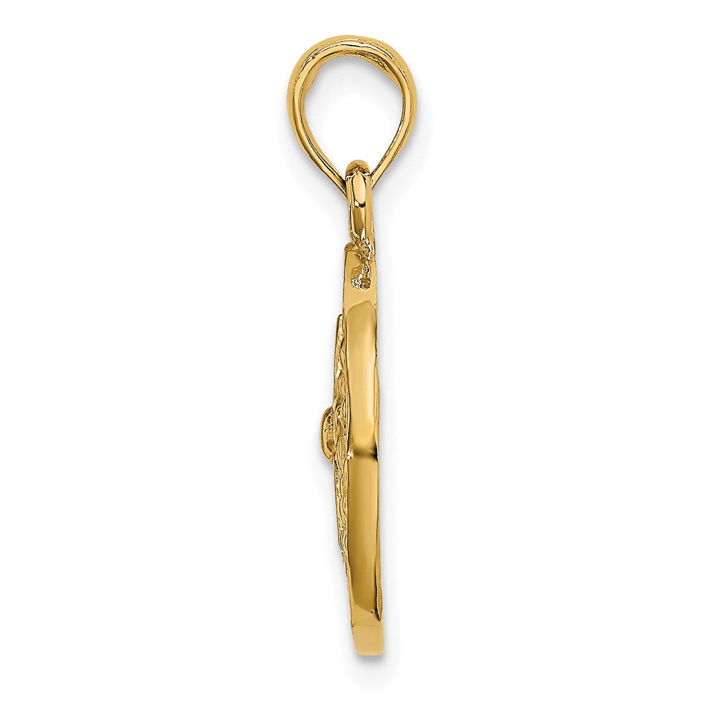 14k Yellow Gold 16.9 mm Cut-Out Sand Dollar Charm (2.56 grams)