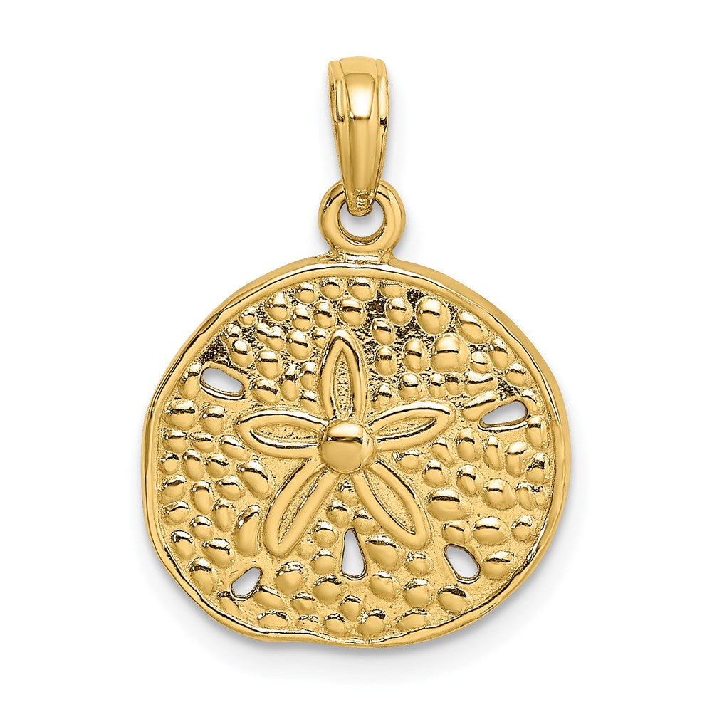 14k Yellow Gold 16.9 mm Cut-Out Sand Dollar Charm (2.56 grams)