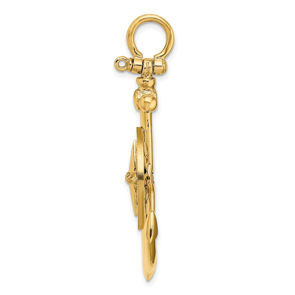 14k Yellow Gold 34.1 mm Large Anchor w/ Nautical Compass Charm (8.22 grams)