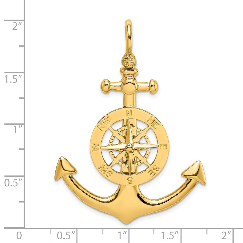 14k Yellow Gold 34.1 mm Large Anchor w/ Nautical Compass Charm (8.22 grams)