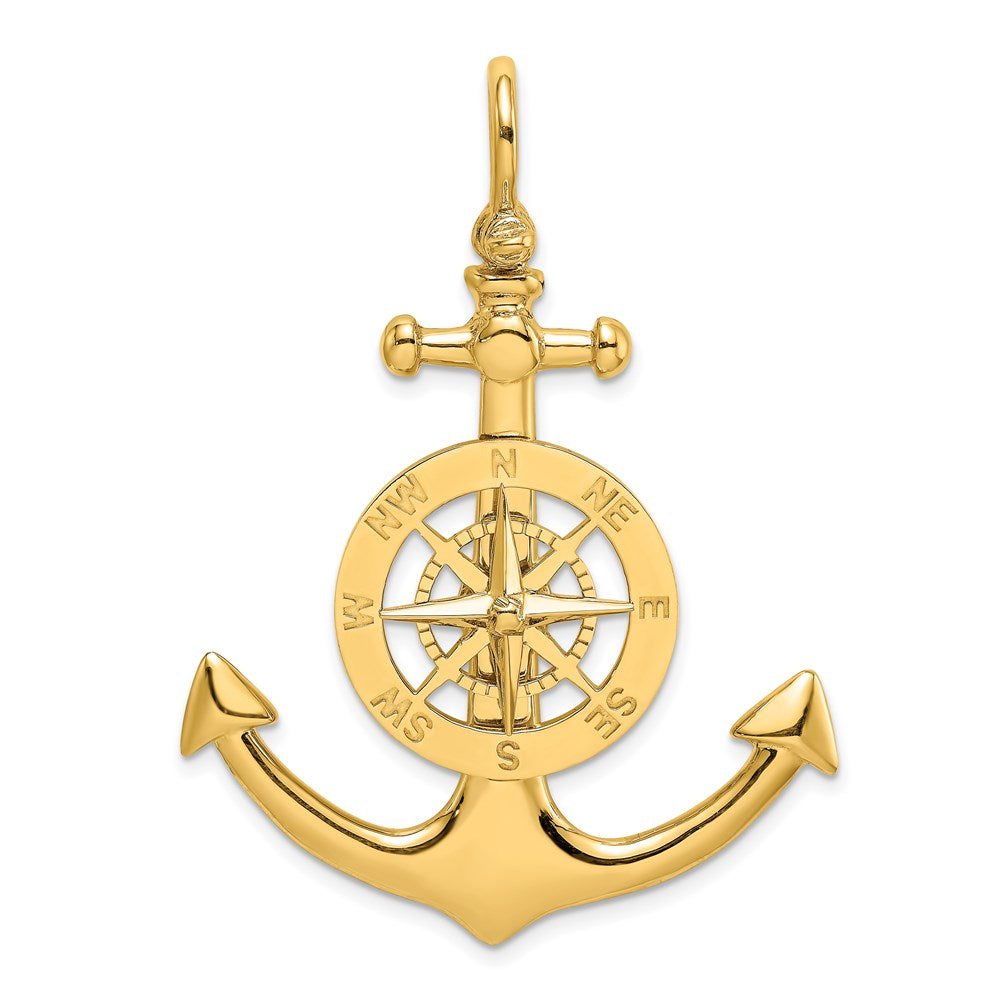 14k Yellow Gold 34.1 mm Large Anchor w/ Nautical Compass Charm (8.22 grams)