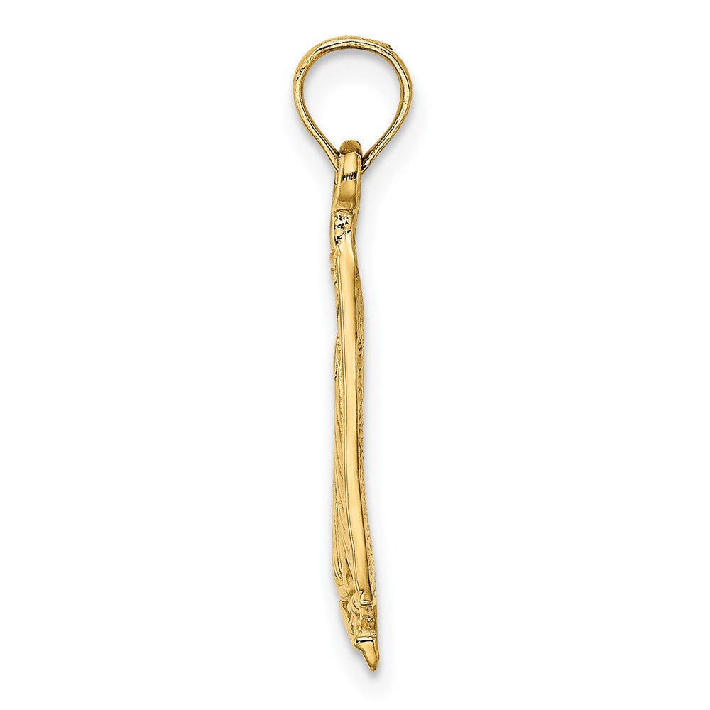14k Yellow Gold 18.06 mm Polished and Textured Sailboat Charm (1.69 grams)
