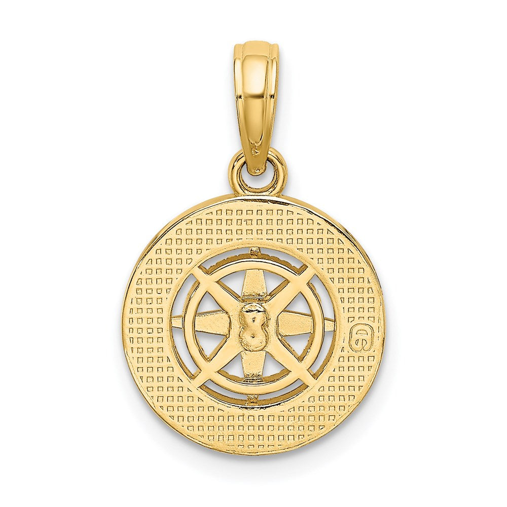 14k Yellow Gold 12.9 mm Mini Nautical Compass Charm (1.81 grams)