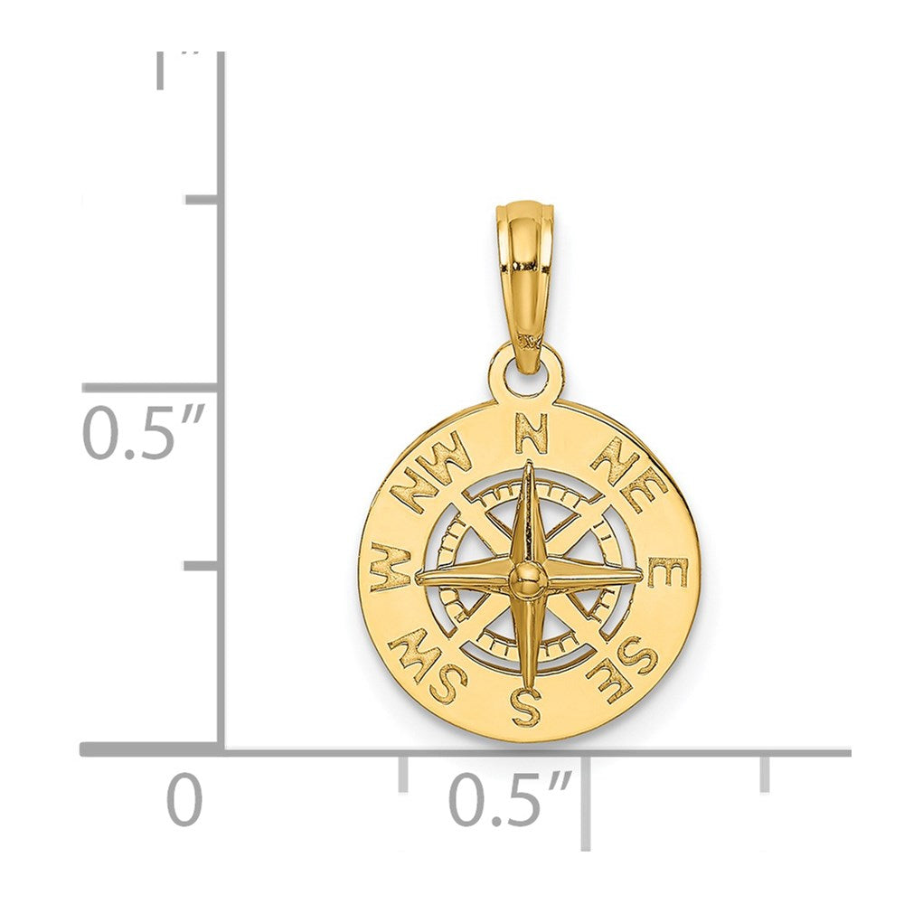14k Yellow Gold 12.9 mm Mini Nautical Compass Charm (1.81 grams)