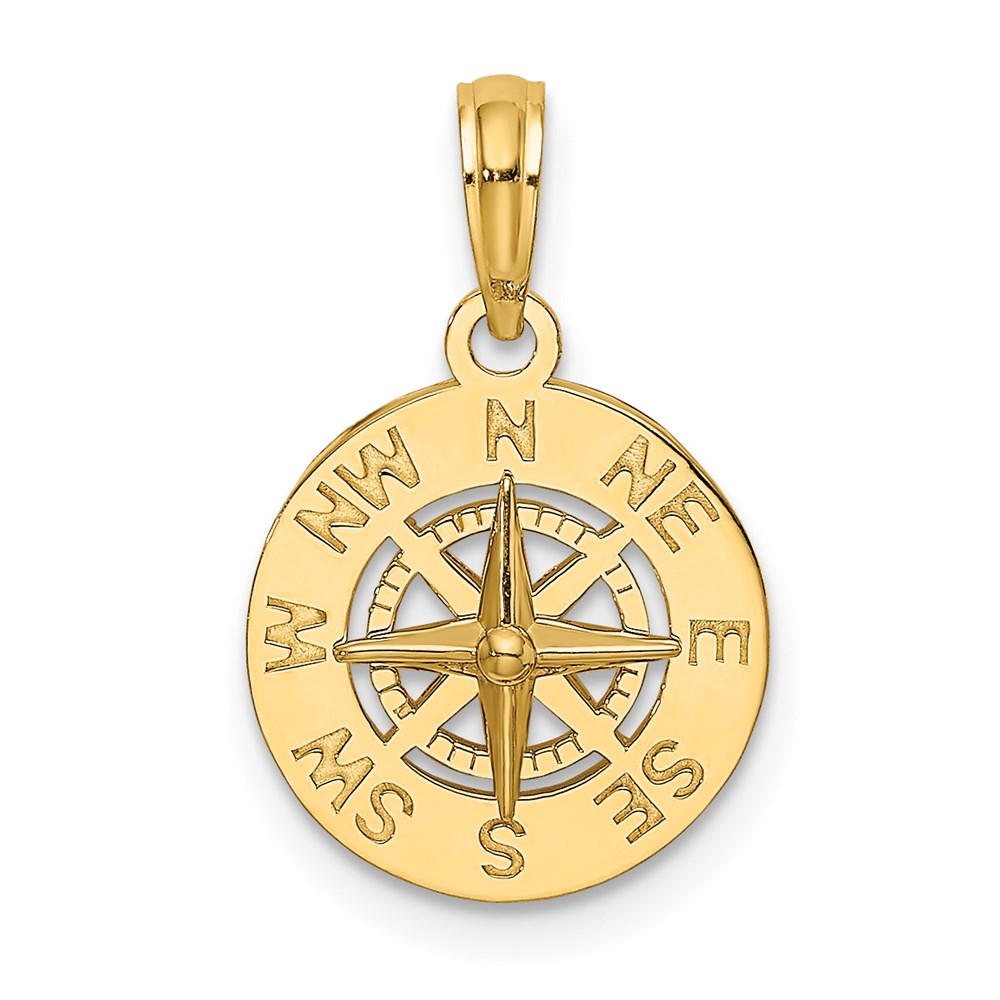 14k Yellow Gold 12.9 mm Mini Nautical Compass Charm (1.81 grams)