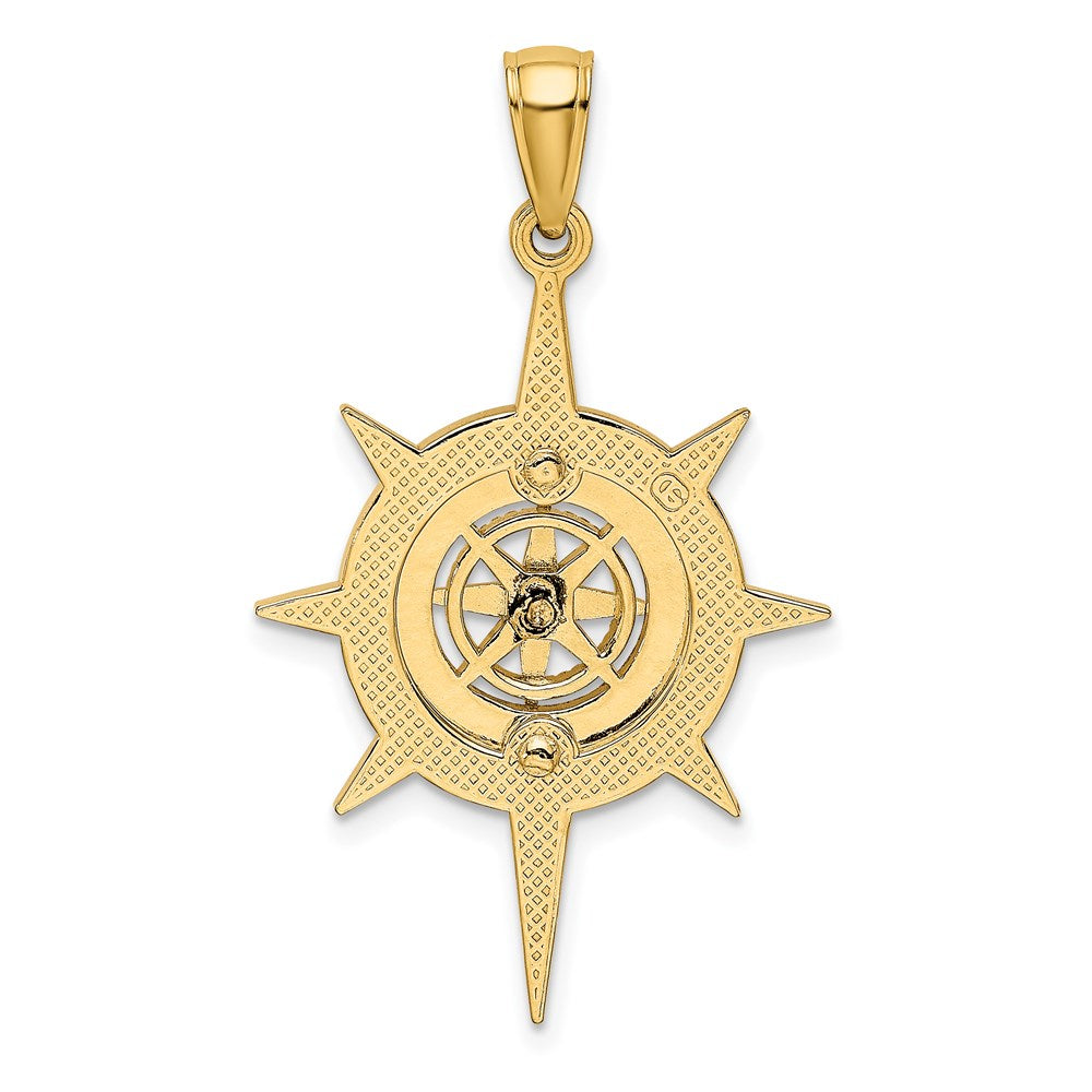 14k Yellow Gold 21.3 mm Star Frame w/ Nautical Compass Center Charm (3.99 grams)