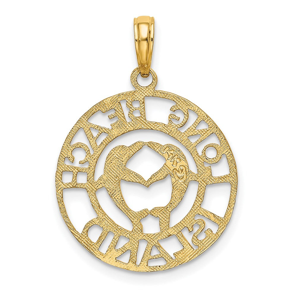 14k Yellow Gold 19.05 mm LONG BEACH ISLAND w/ Dolphins Charm (1.41 grams)