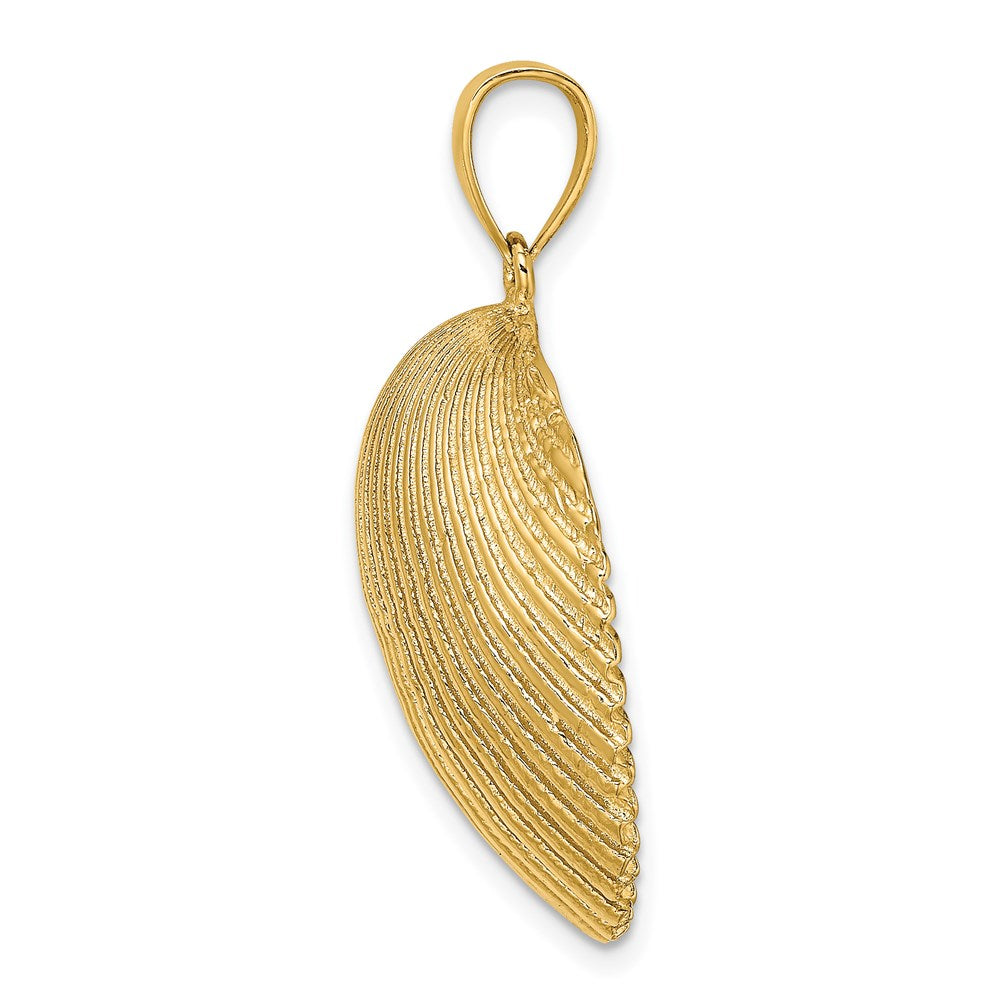 14k Yellow Gold 23.05 mm Textured Scallop Shell Charm (10.41 grams)