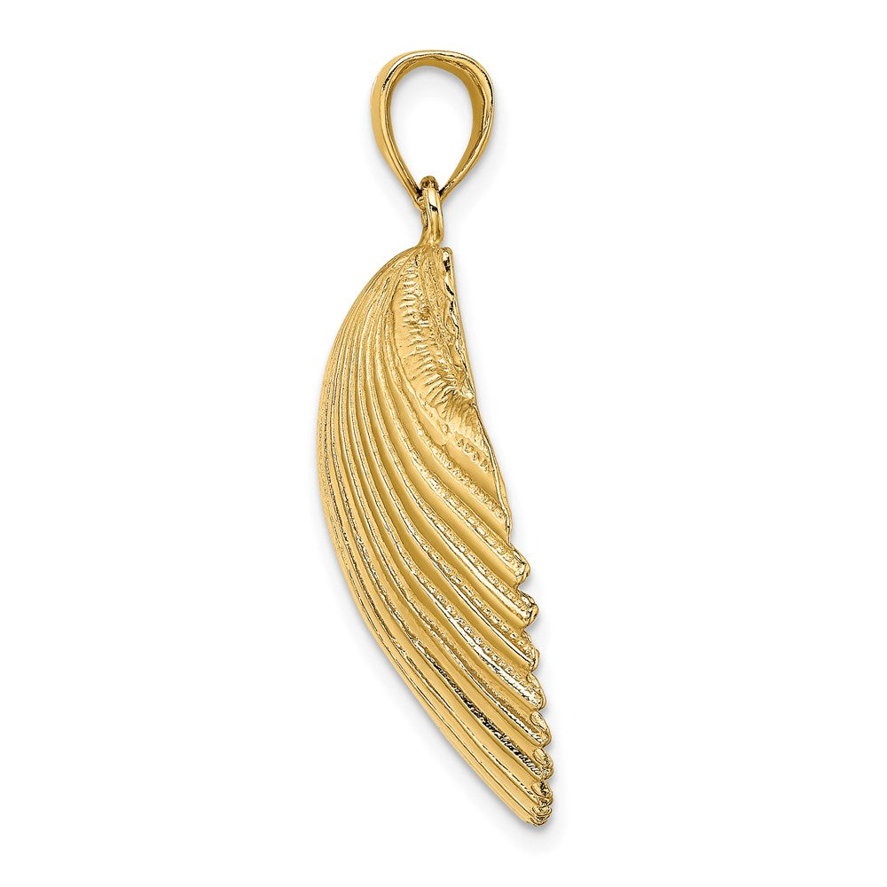 14k Yellow Gold 28.03 mm 3-D Textured Scallop Shell Charm (6.88 grams)