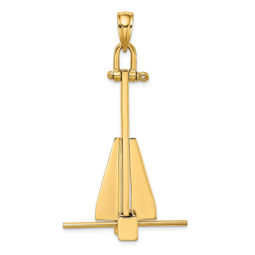 14k Yellow Gold 31.96 mm 3-D Moveable Danforth Anchor Charm (10.13 grams)