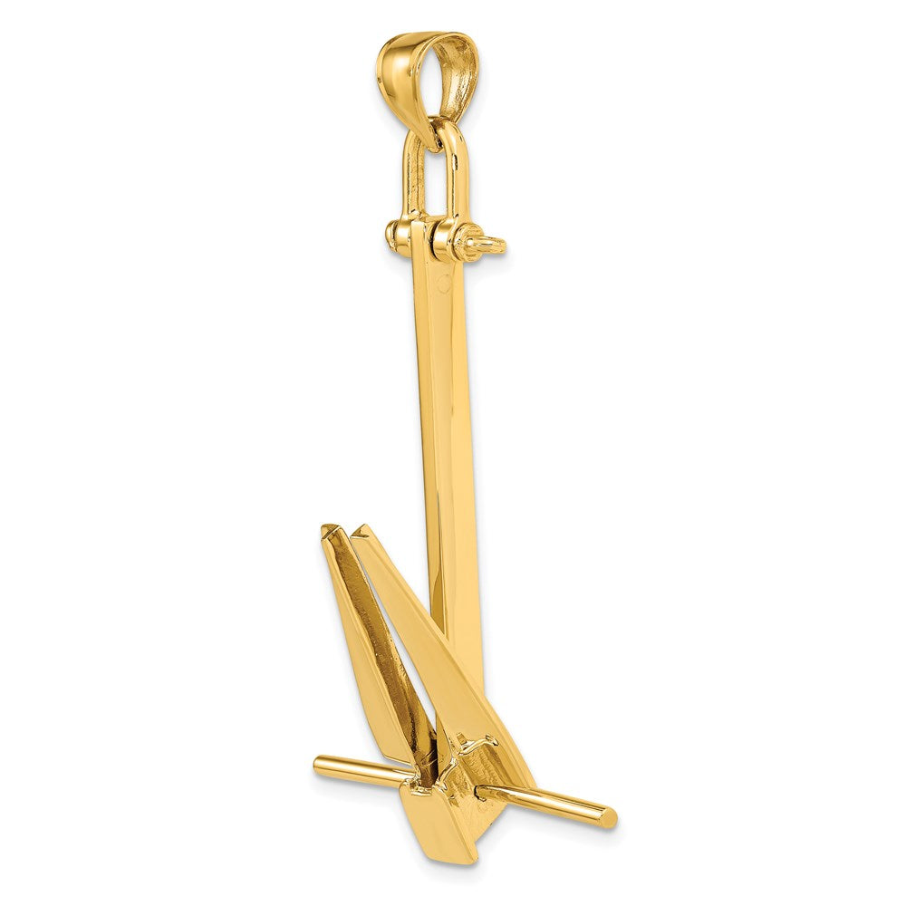 14k Yellow Gold 31.96 mm 3-D Moveable Danforth Anchor Charm (10.13 grams)