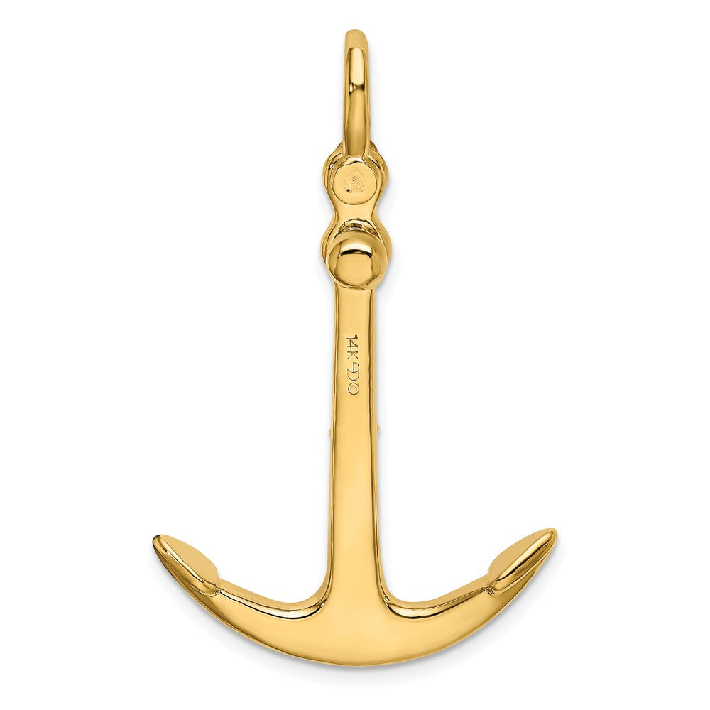 14k Yellow Gold 25.5 mm 3-D Polished Anchor 2 Piece and Moveable Charm (6.3 grams)