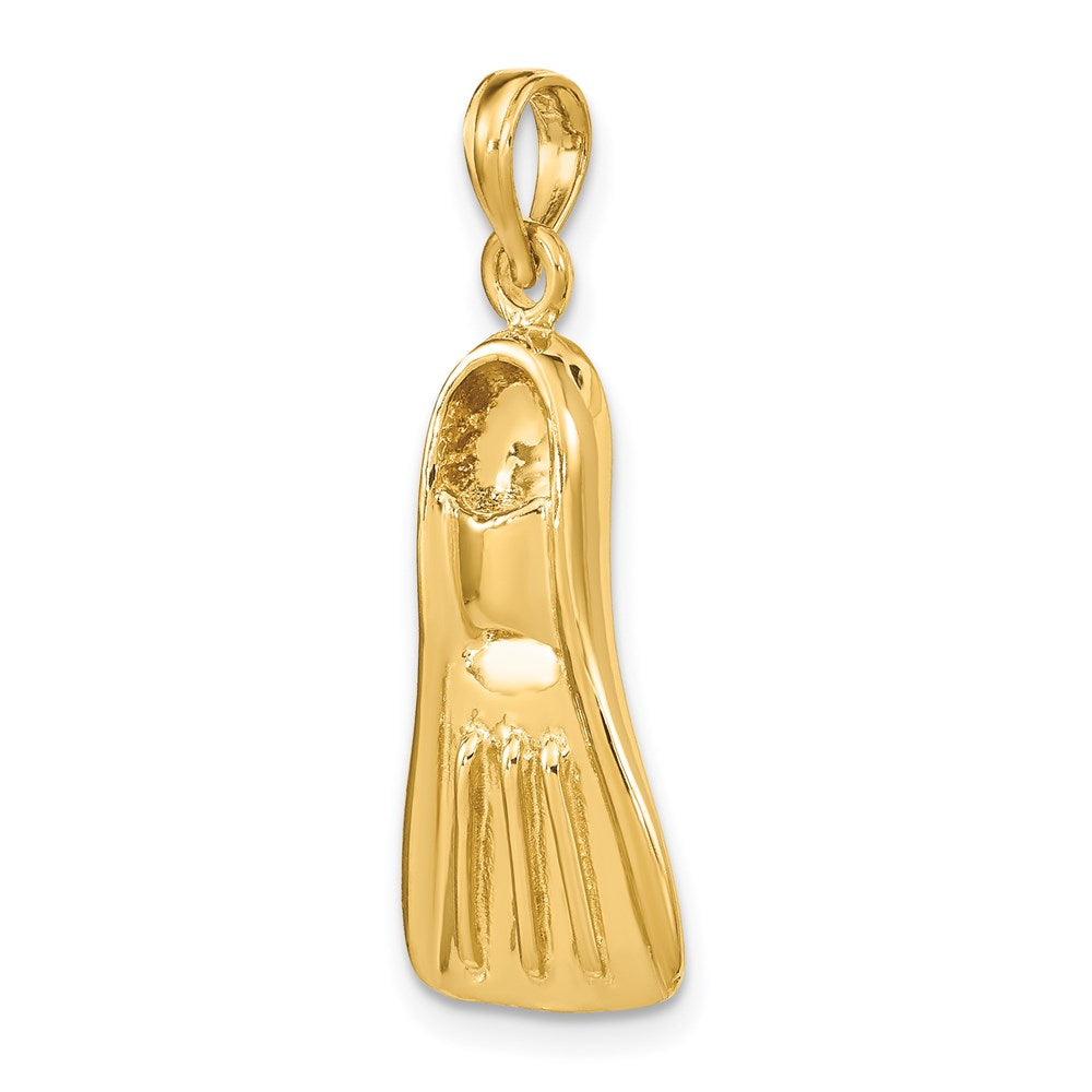 14k Yellow Gold 11 mm 3-D Scuba Flipper Charm (3.02 grams)
