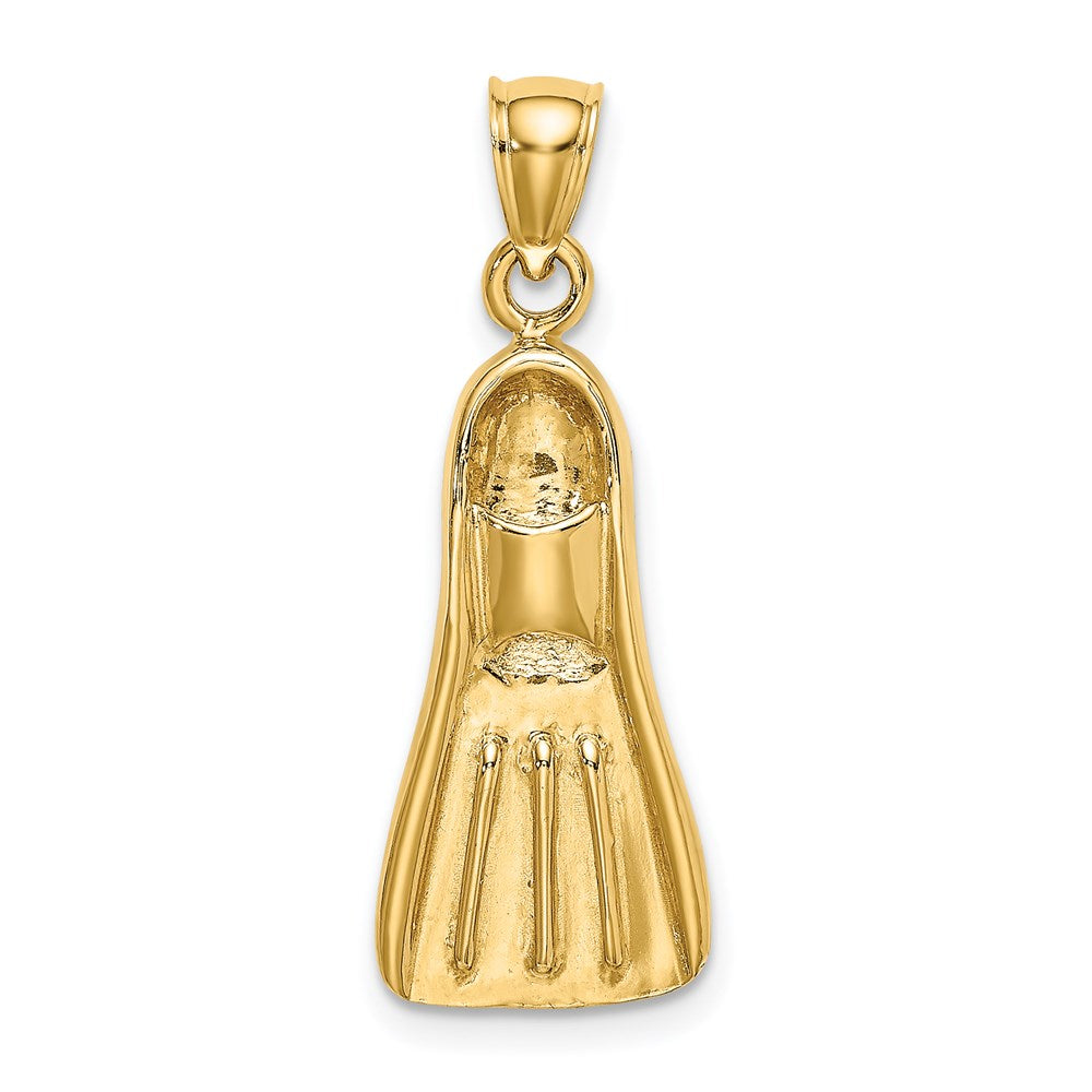 14k Yellow Gold 11 mm 3-D Scuba Flipper Charm (3.02 grams)