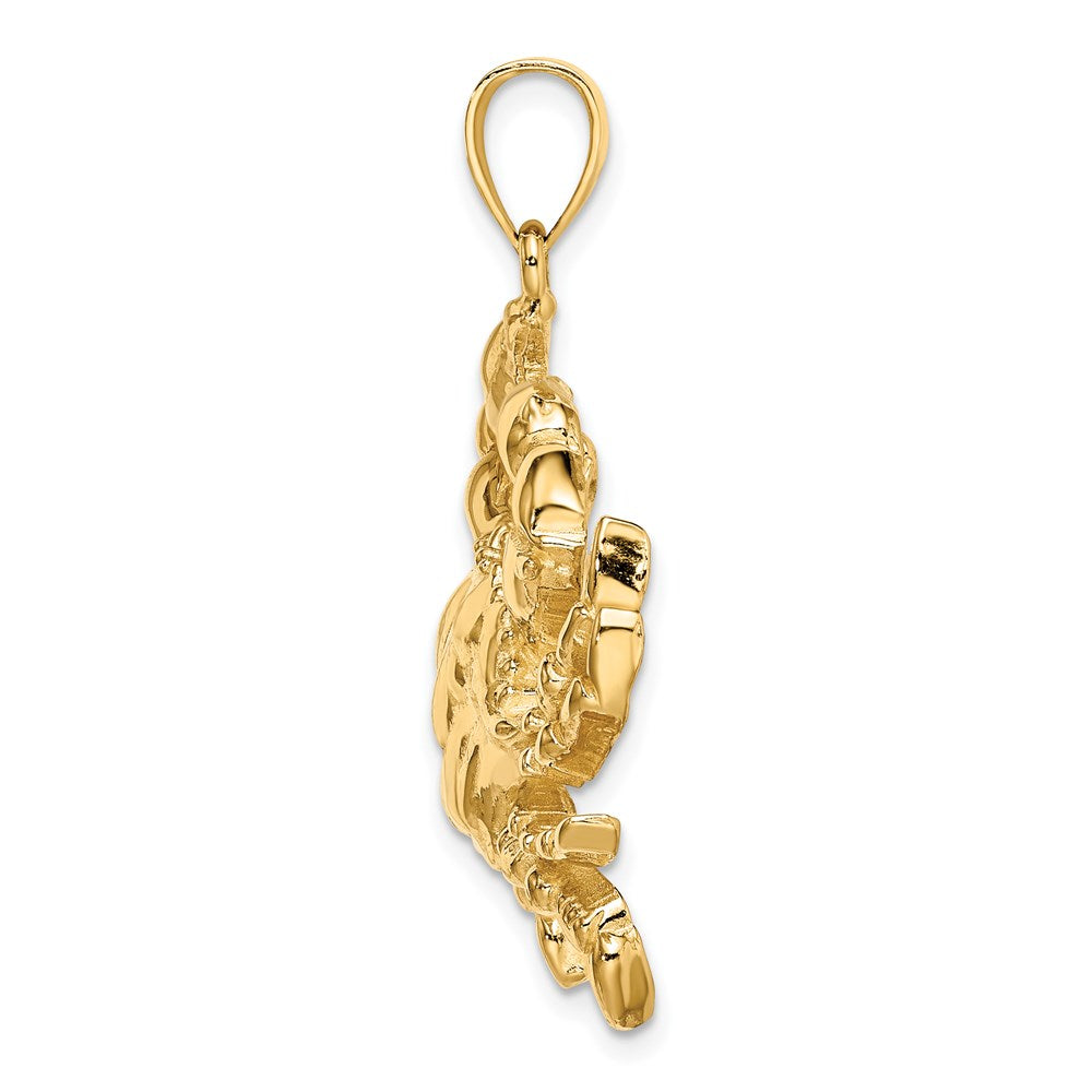 14k Yellow Gold 38.6 mm Blue Crab Charm (12.29 grams)