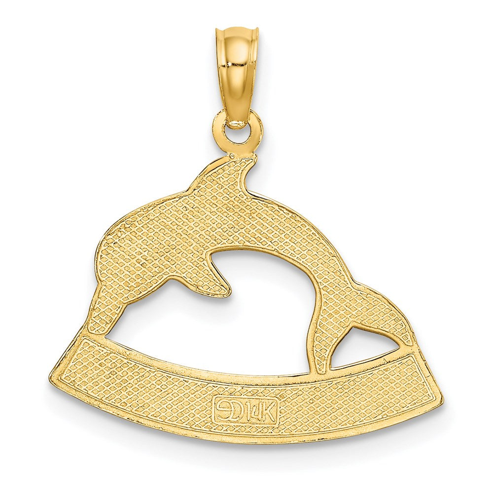14k Yellow Gold 21.2 mm HAWAII Dolphin Charm (1.56 grams)