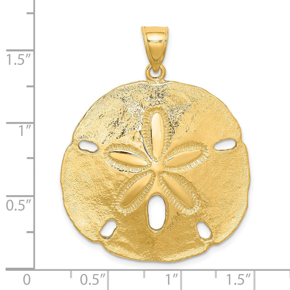 14k Yellow Gold 34.15 mm Polished Sand Dollar Charm (11.99 grams)