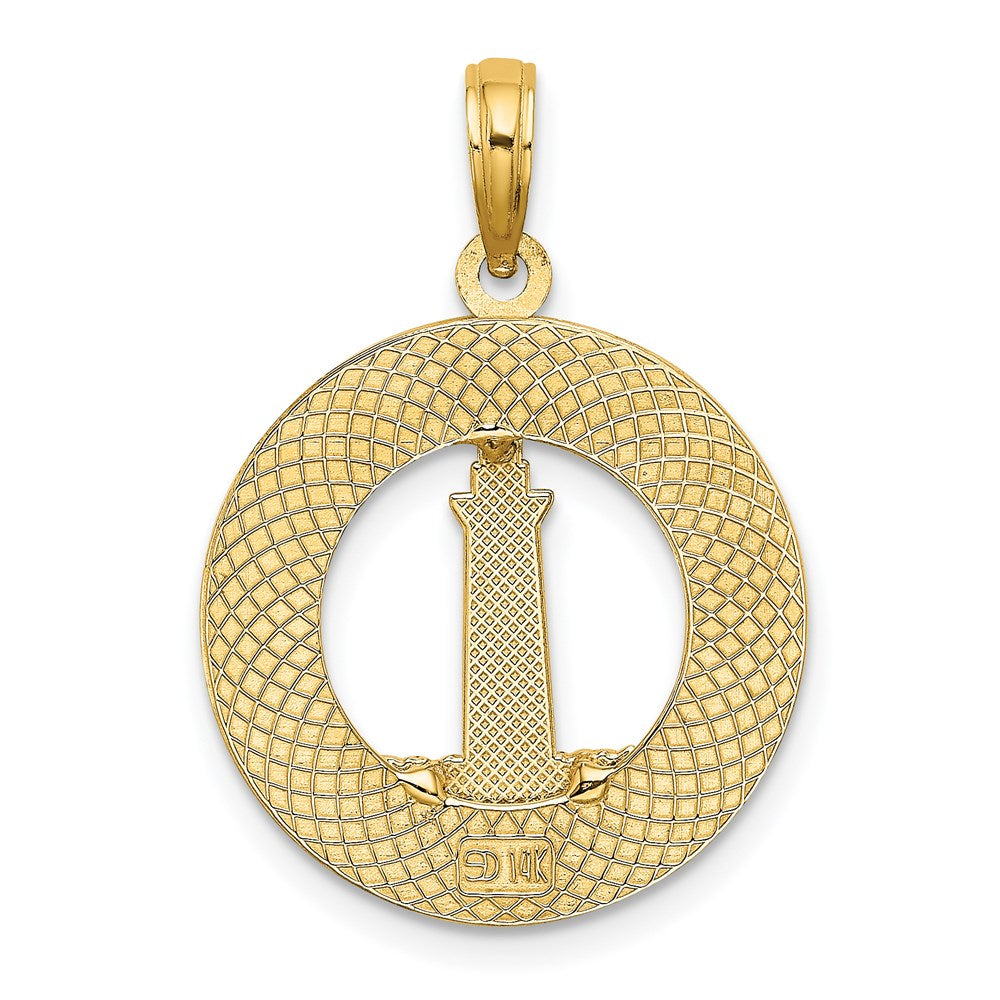 14k Yellow Gold 18.7 mm HILTON HEAD Lighthouse Round Charm (1.68 grams)