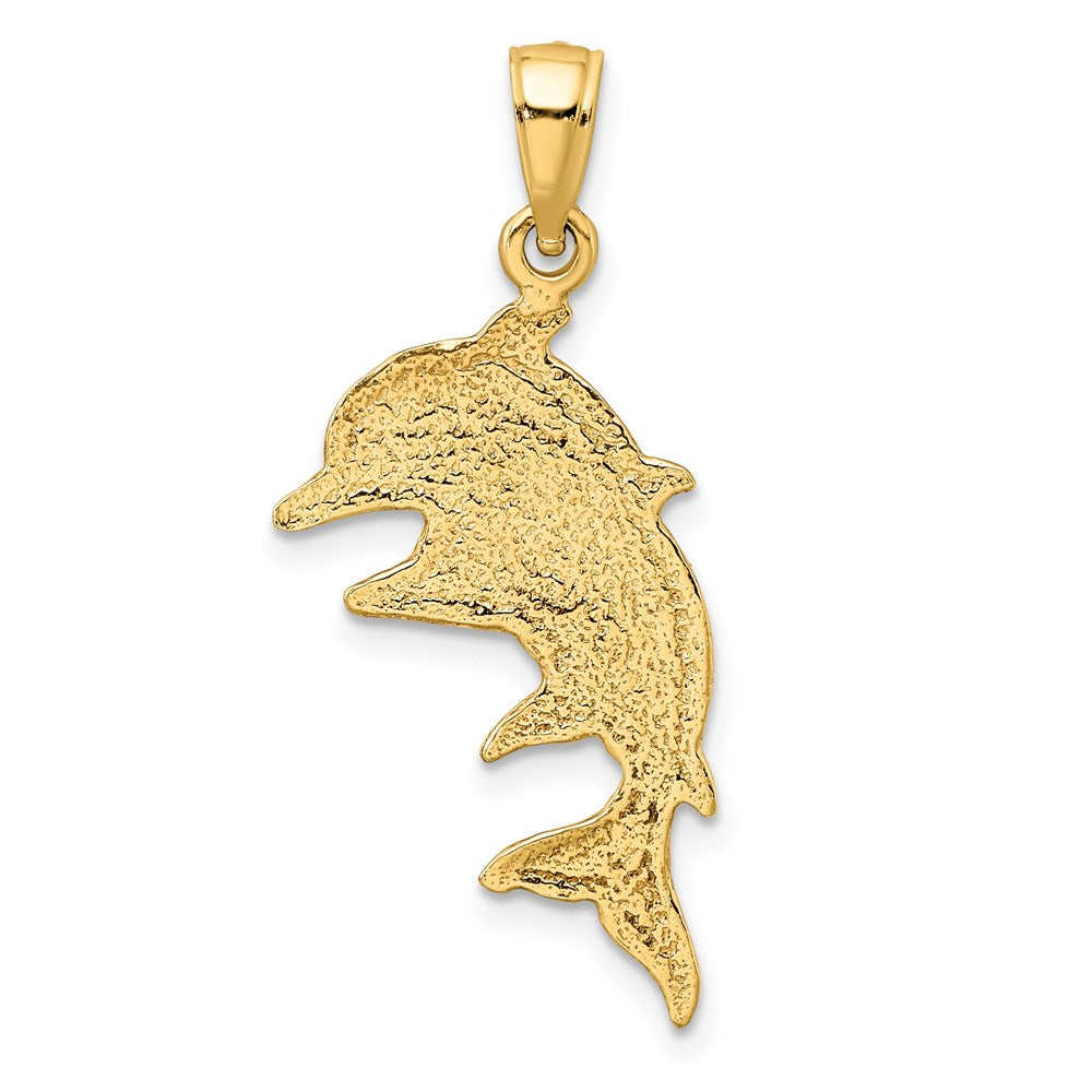 14k Yellow Gold 17.9 mm 2-D Polished Double Dolphins Charm (2.05 grams)