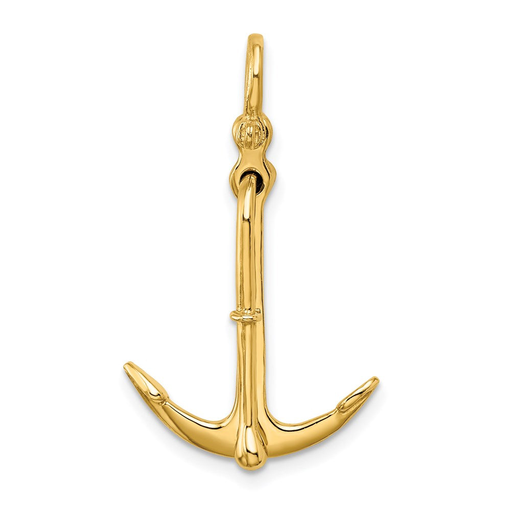 14k Yellow Gold 17.7 mm 3-D Polished Anchor 2 Piece and Moveable Charm (2.39 grams)