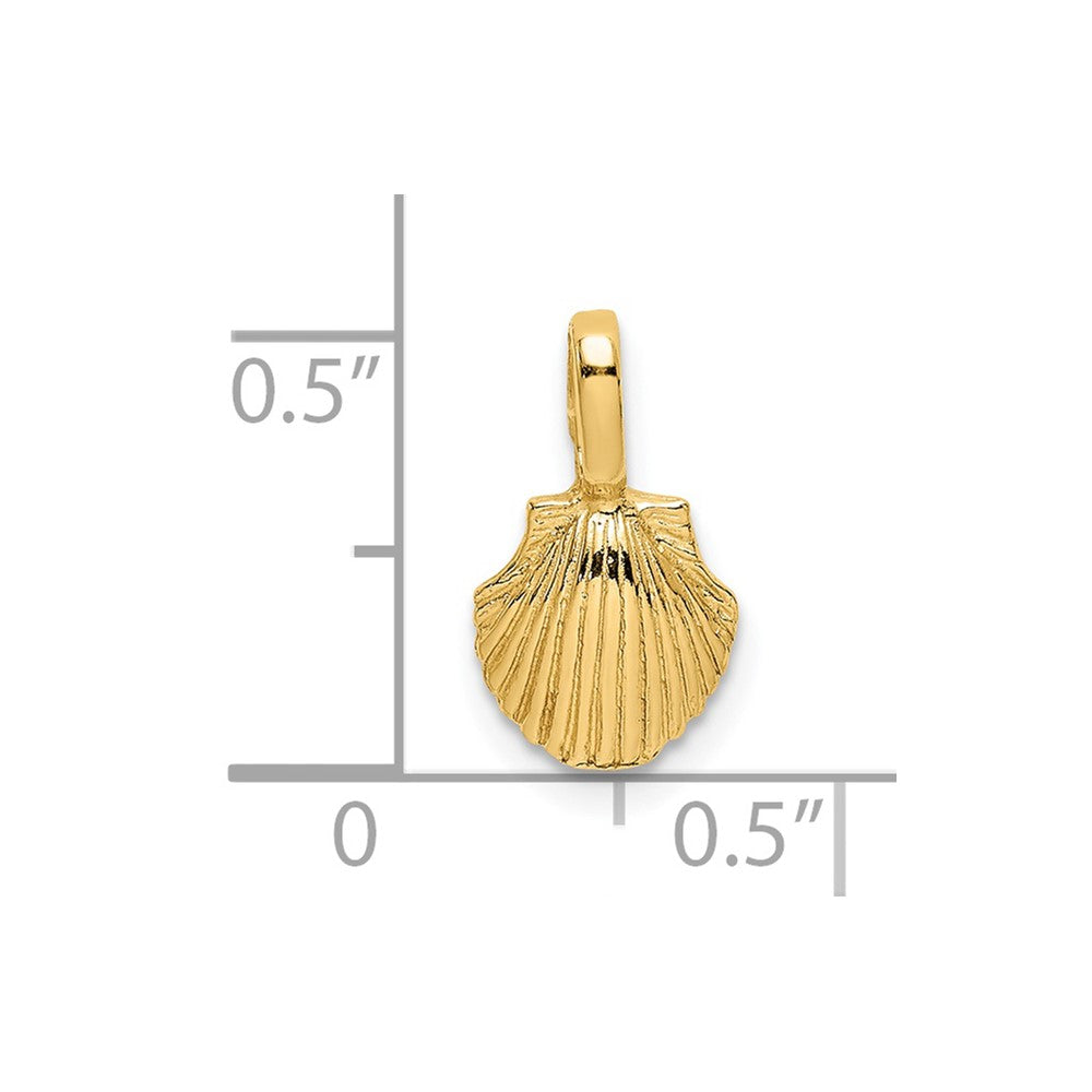 14k Yellow Gold 6.77 mm Mini Scallop Shell Charm (0.39 grams)