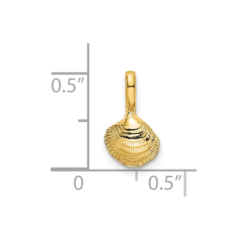 14k Yellow Gold 6.9 mm Mini Clam Shell Charm (0.31 grams)