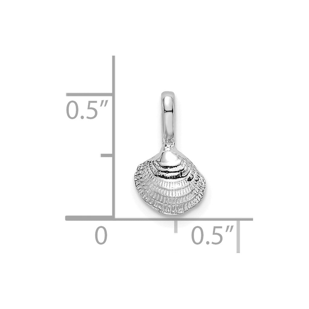 14k White Gold 6.9 mm Mini Clam Shell Charm (0.29 grams)