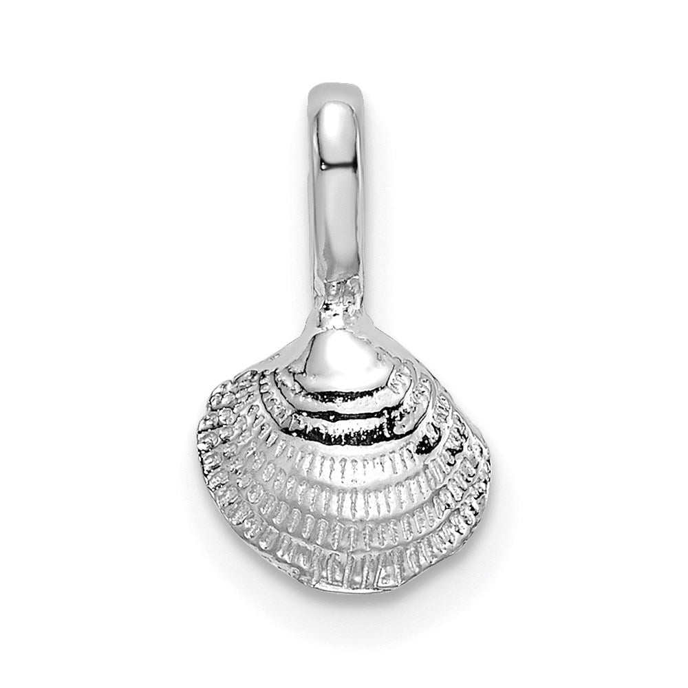 14k White Gold 6.9 mm Mini Clam Shell Charm (0.29 grams)